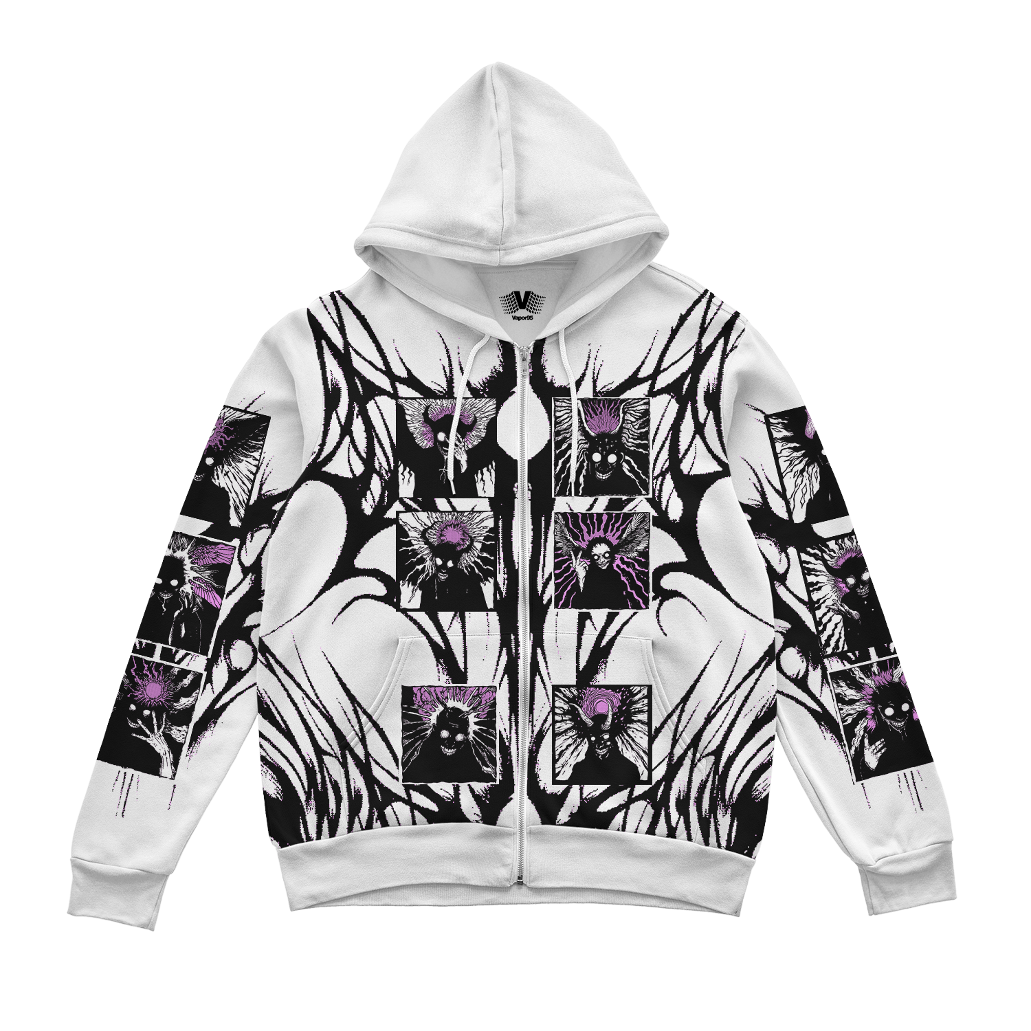 Distress Zip Up Hoodie