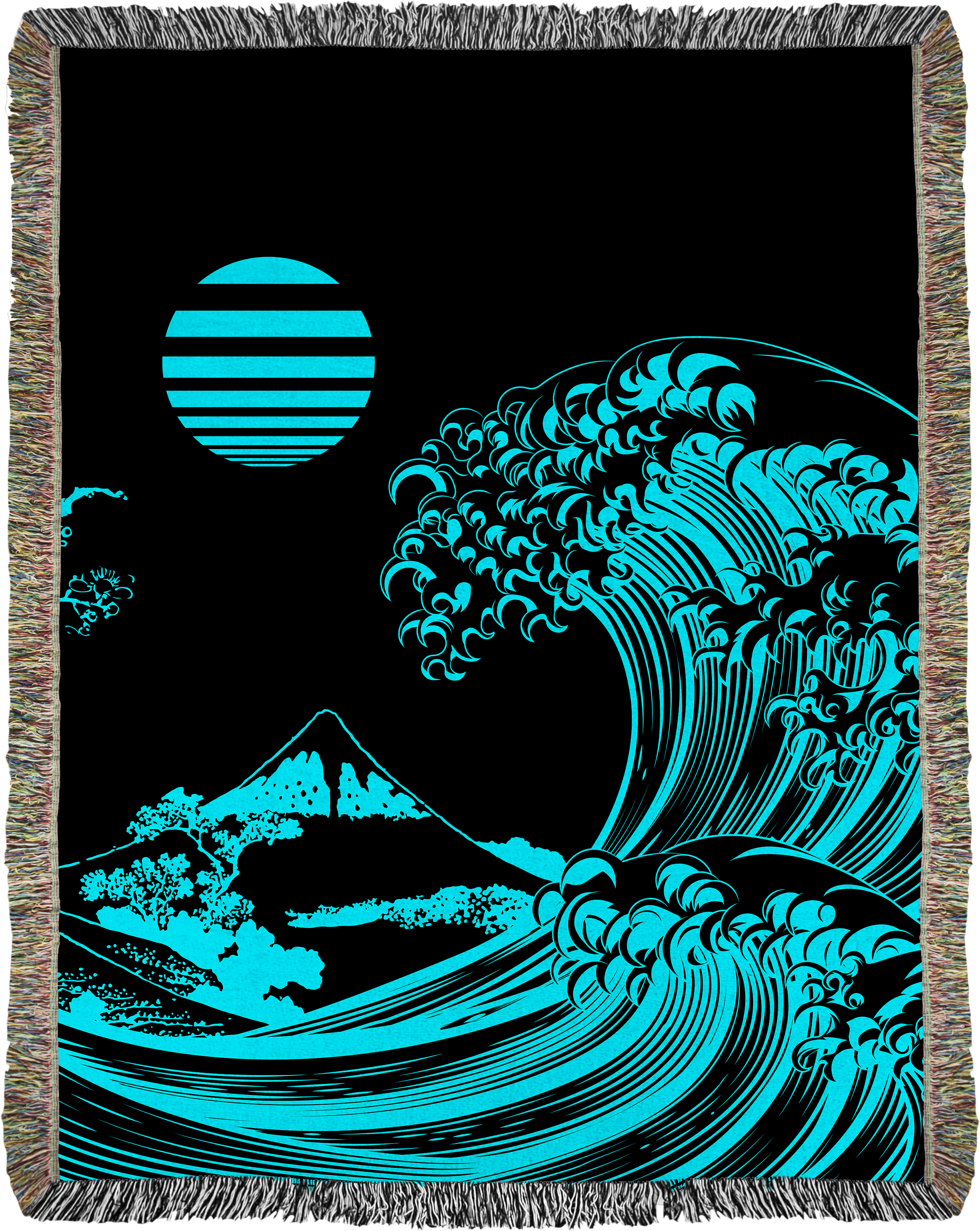 Flourescent Wave Woven Blanket