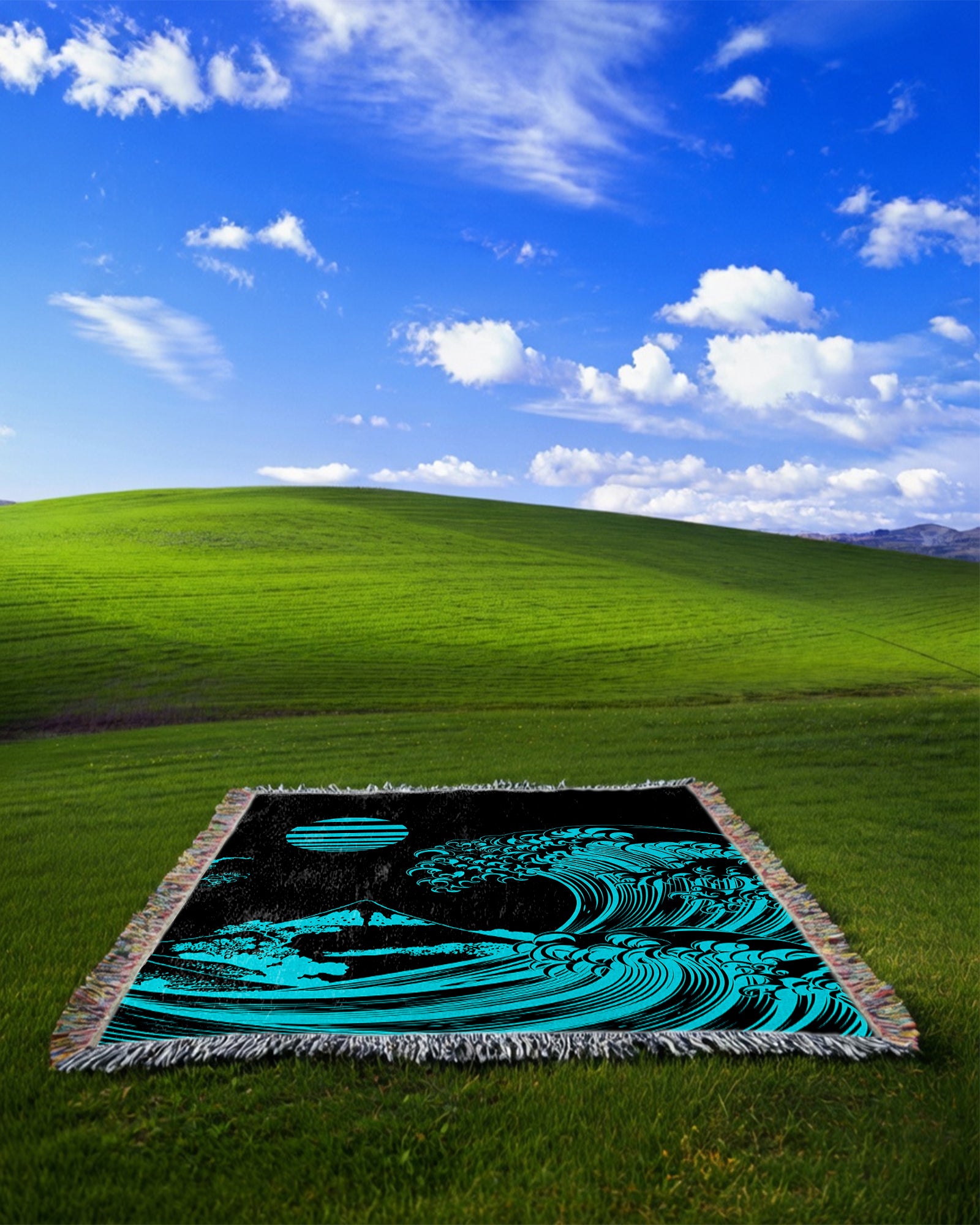 Flourescent Wave Woven Blanket