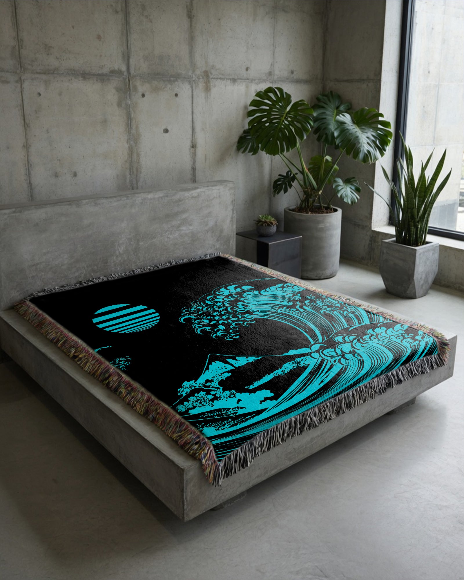 Flourescent Wave Woven Blanket