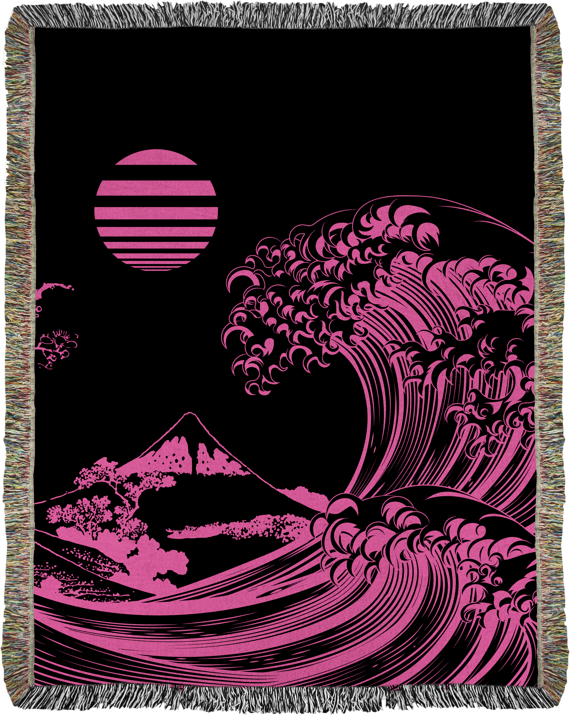 Flourescent Wave Woven Blanket