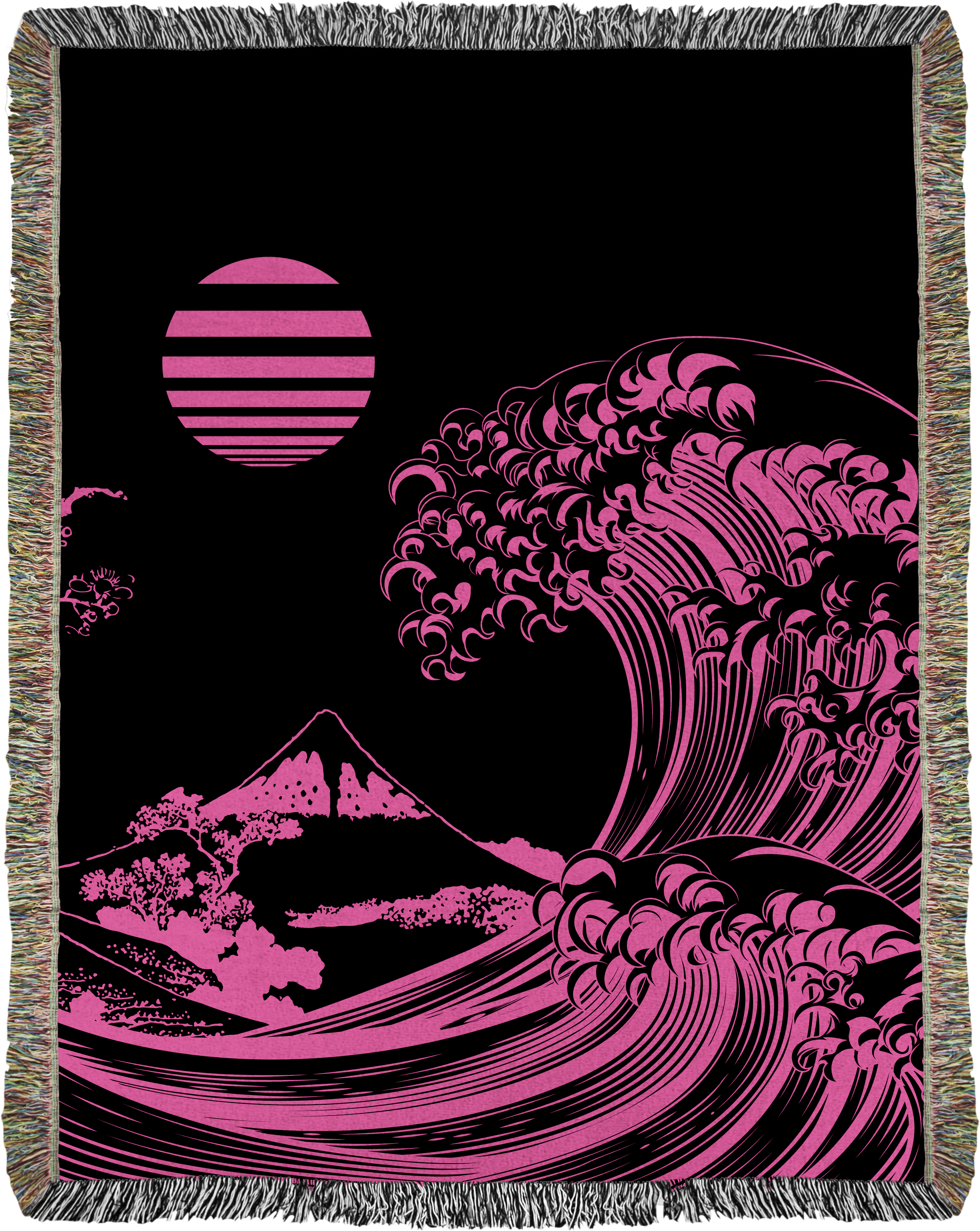 Flourescent Wave Woven Blanket