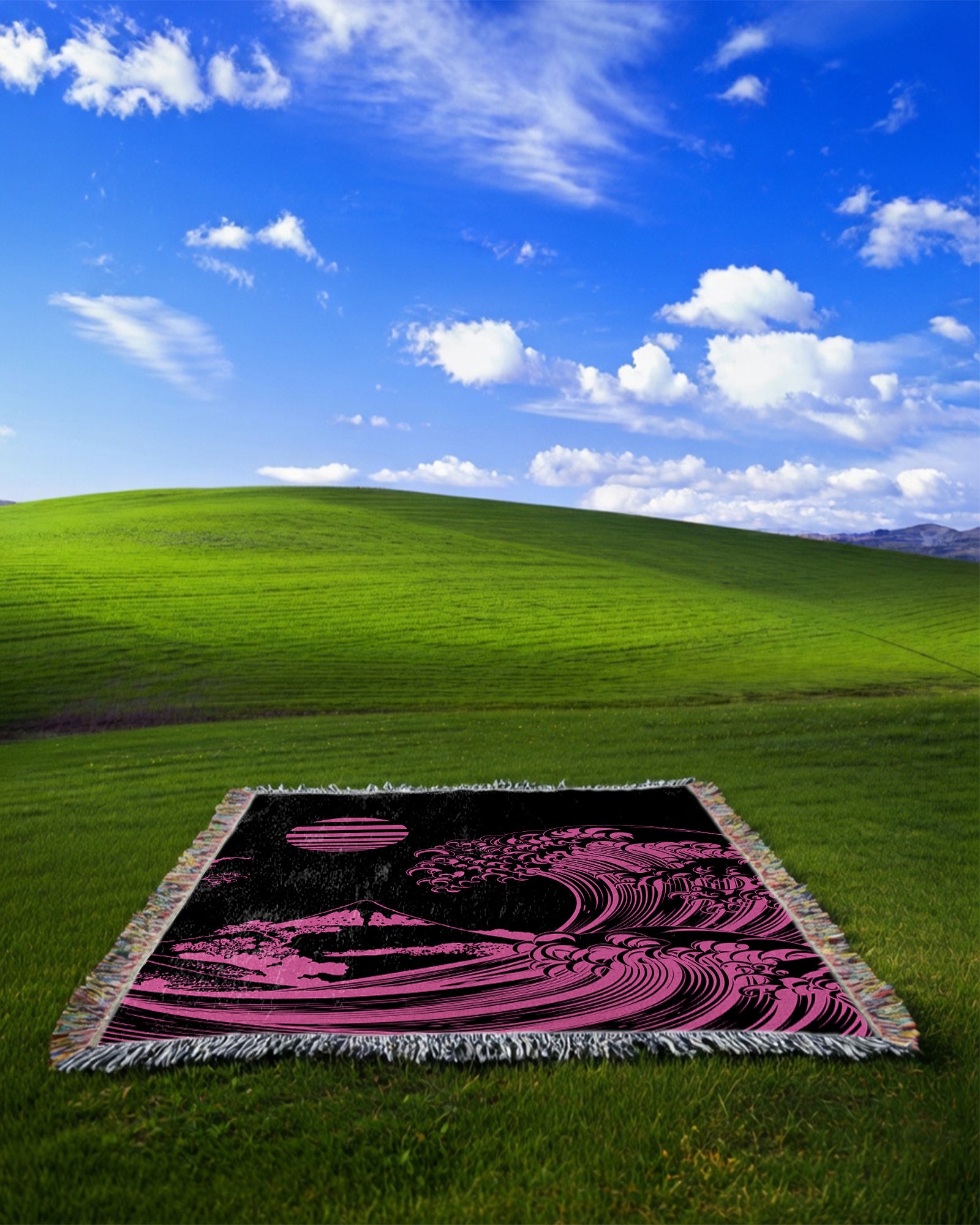 Flourescent Wave Woven Blanket