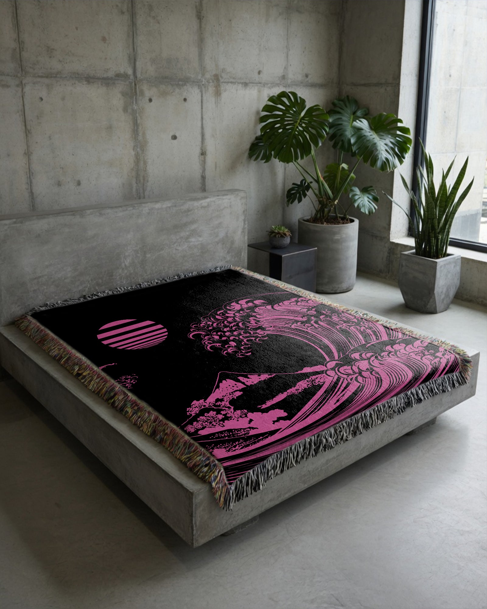 Flourescent Wave Woven Blanket