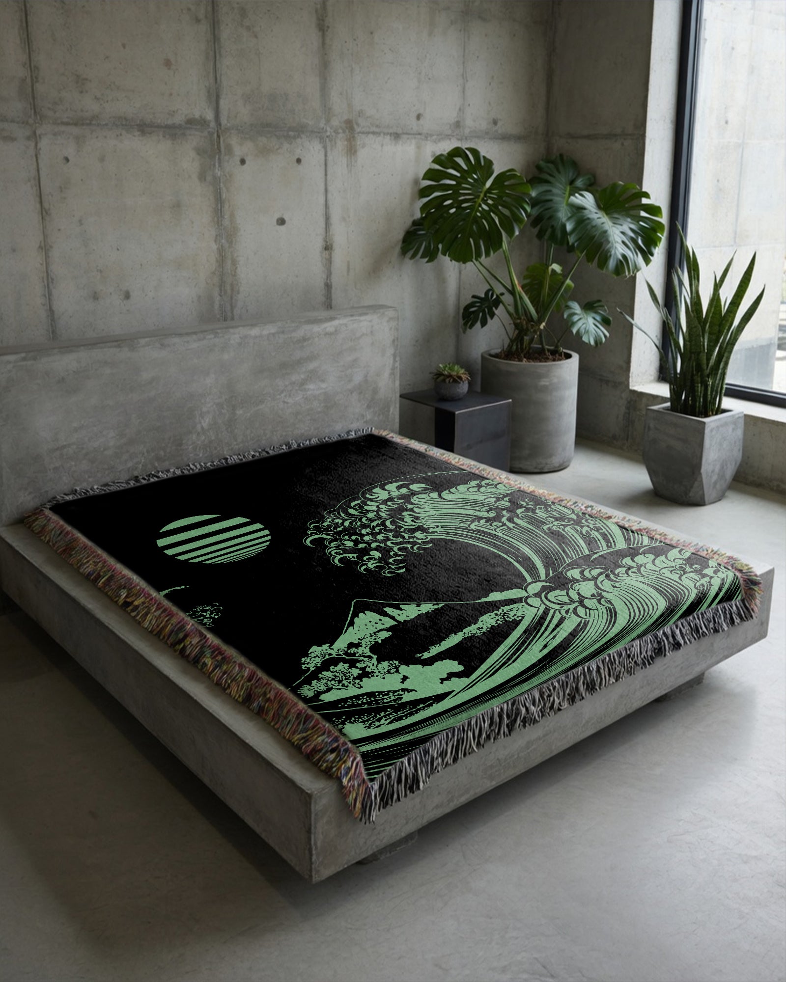 Flourescent Wave Woven Blanket