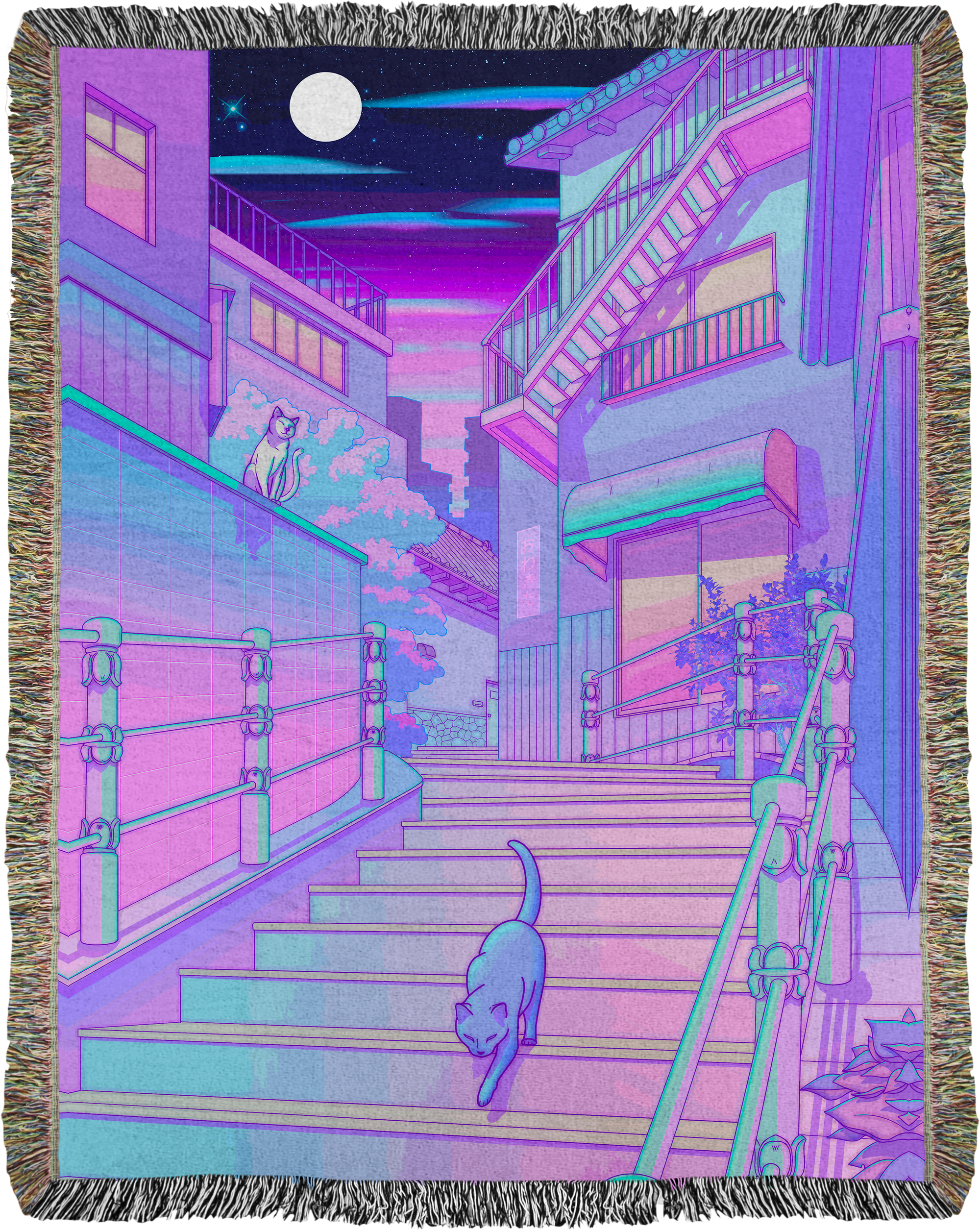 Kitty Town Woven Blanket