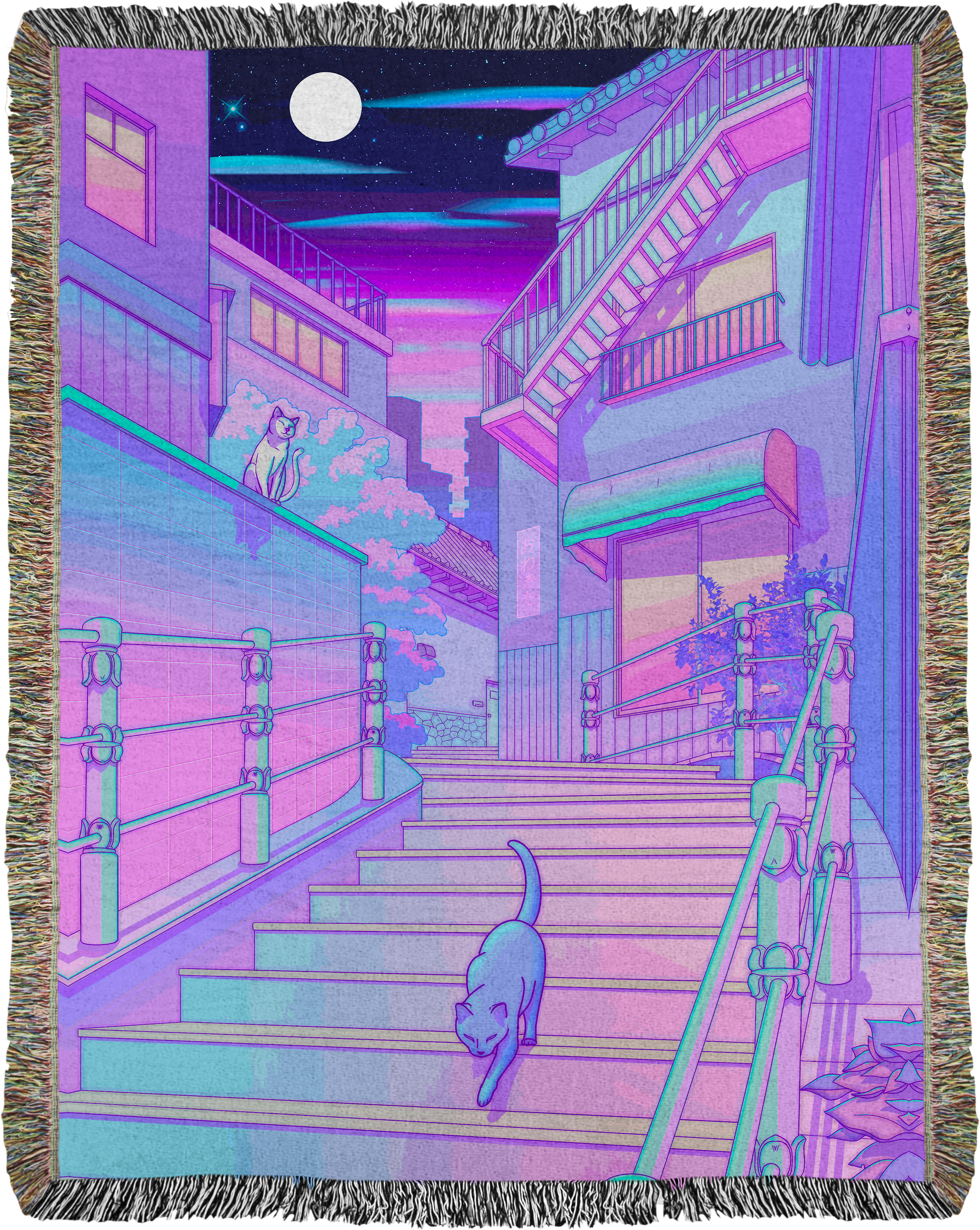 Kitty Town Woven Blanket