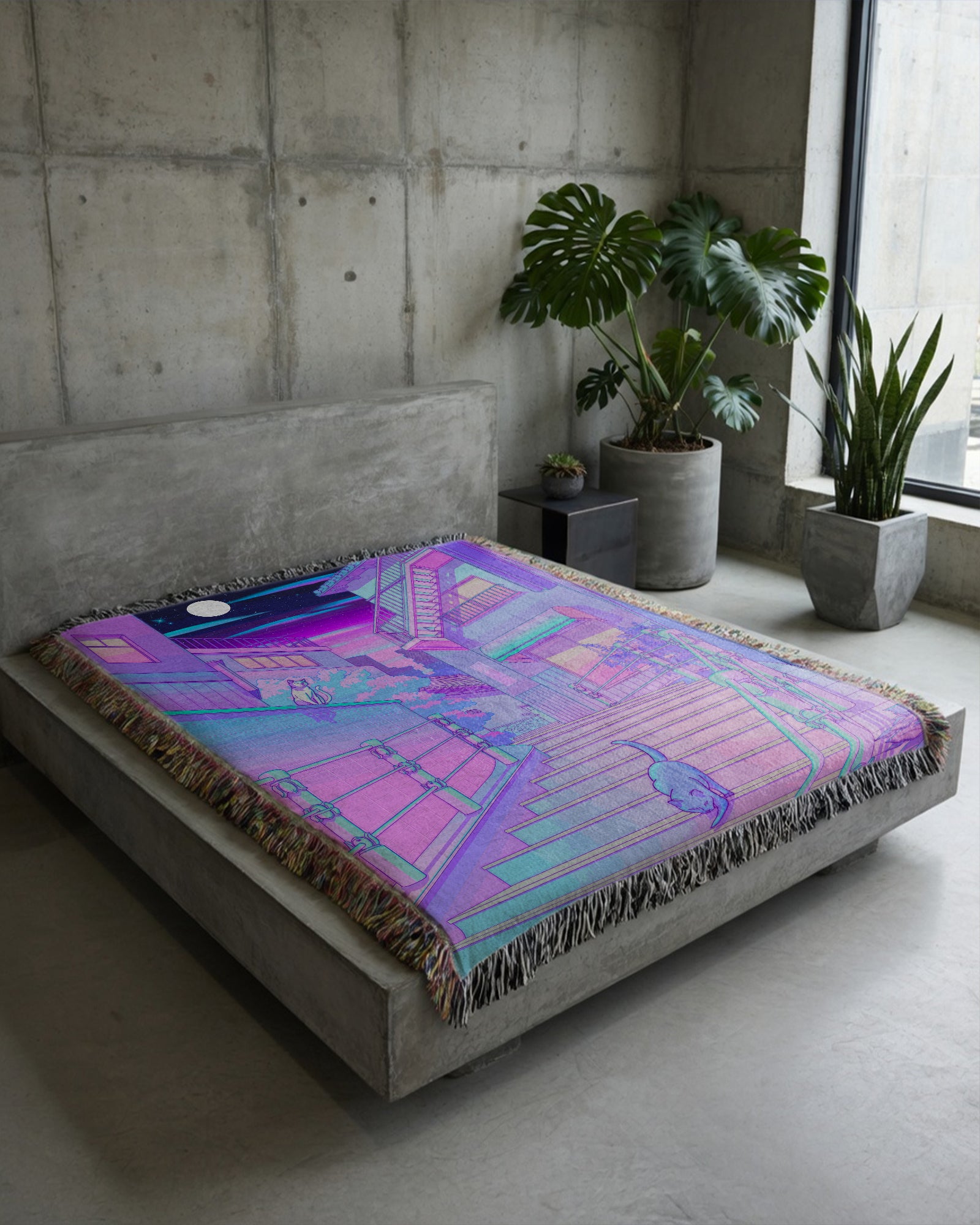 Kitty Town Woven Blanket