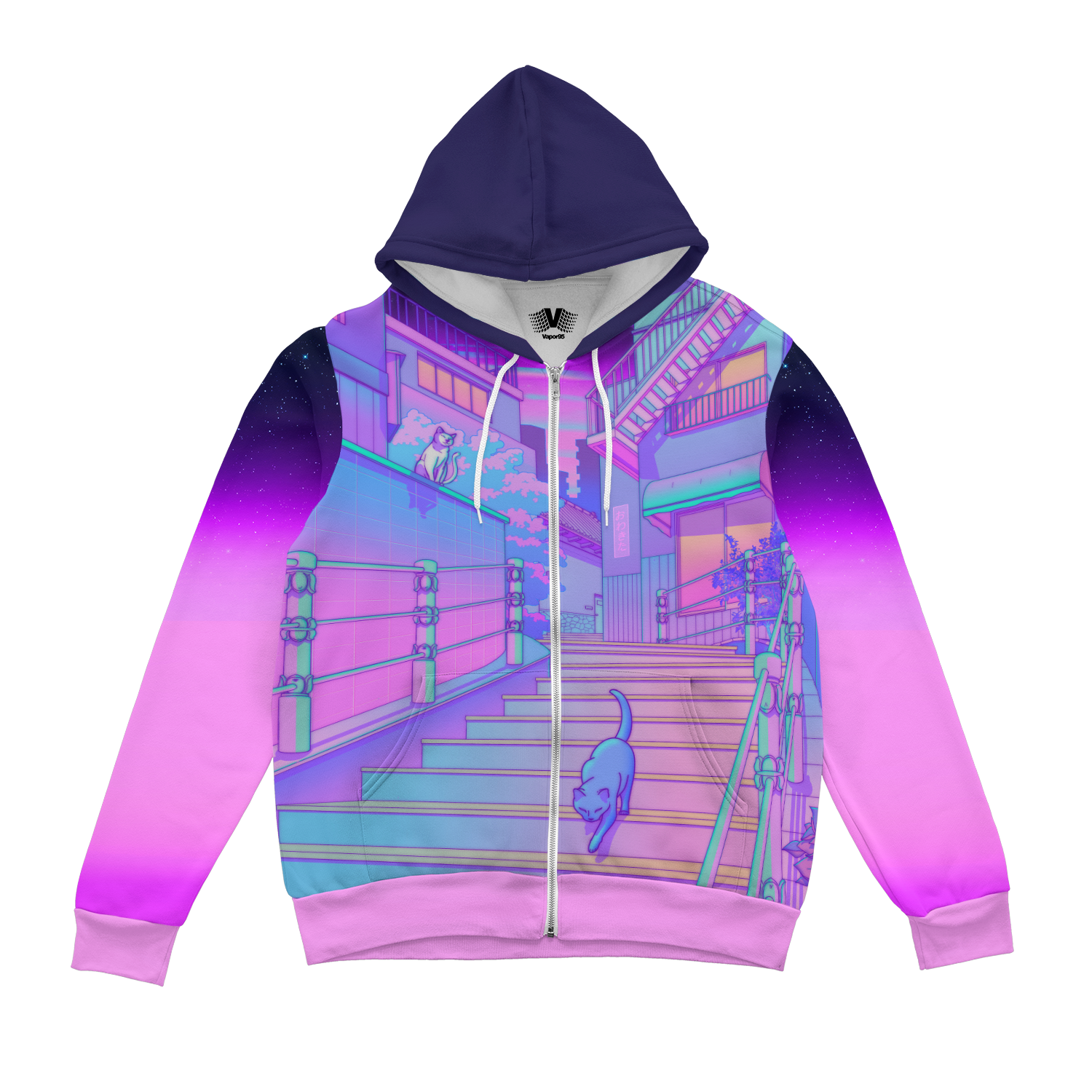 Kitty Town Zip Up Hoodie