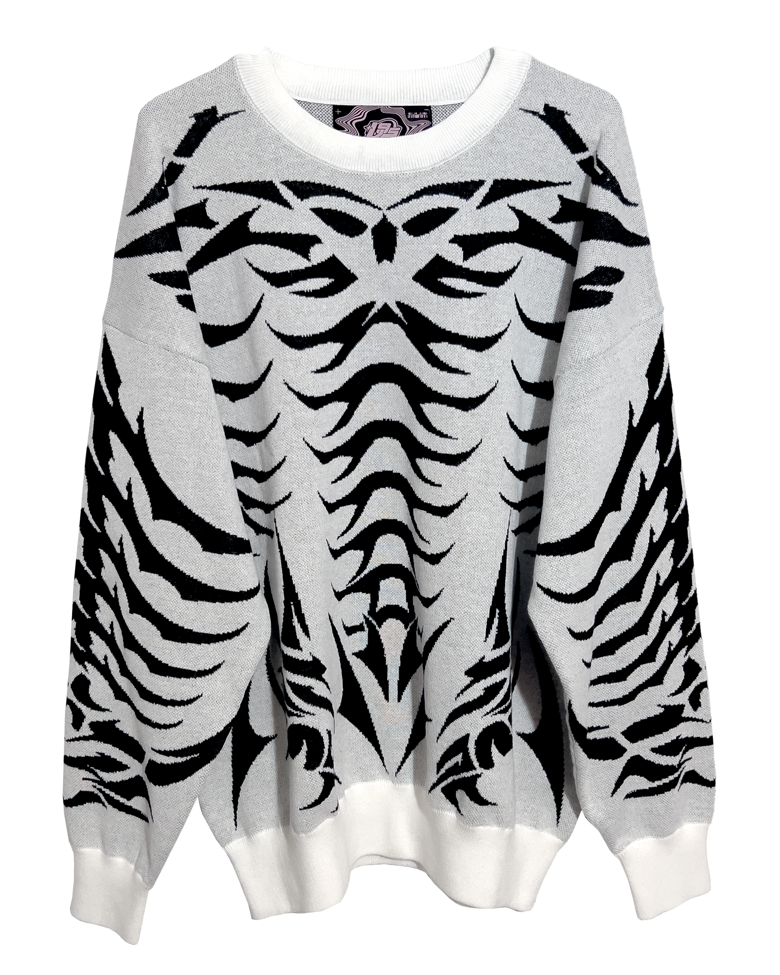 Exoskeleton White Knit Sweatshirt