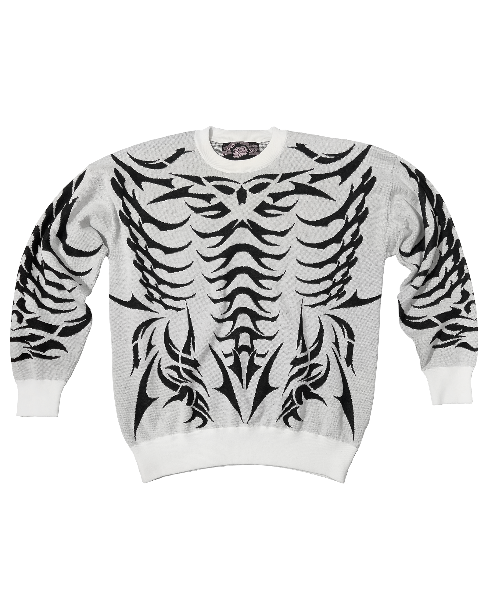 Exoskeleton White Knit Sweatshirt