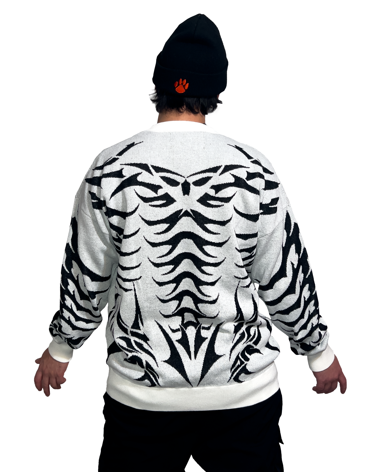 Exoskeleton White Knit Sweatshirt