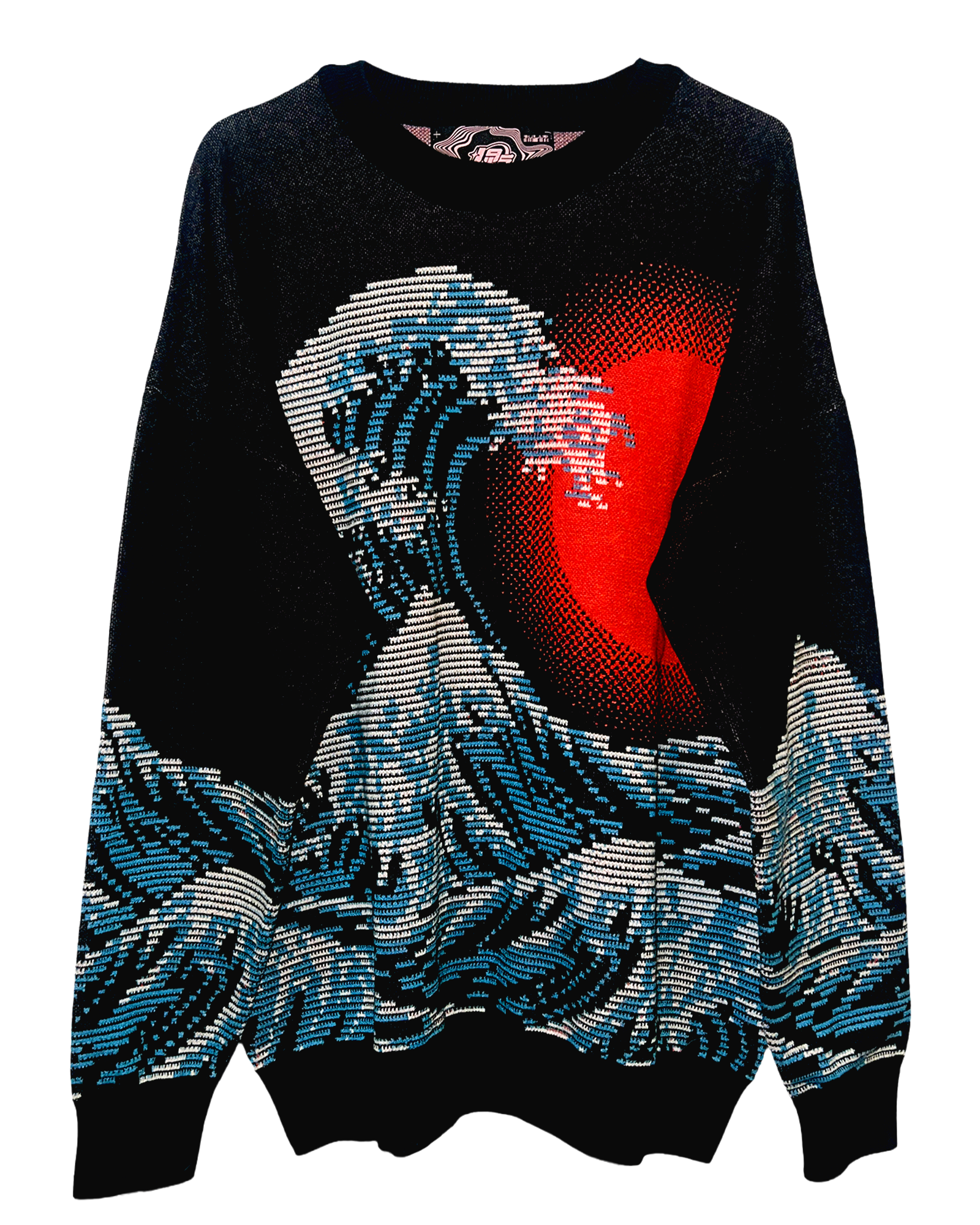 Dark Pixel Wave Knit Sweatshirt