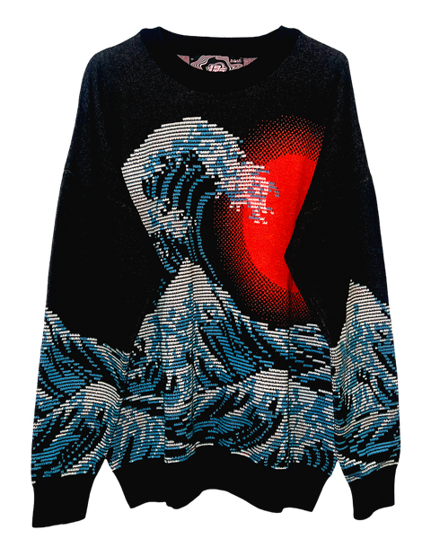Dark Pixel Wave Knit Sweatshirt – Vapor95