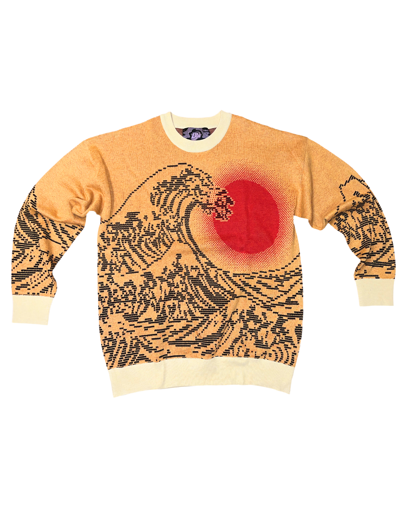 Burning Pixel Wave Knit Sweatshirt