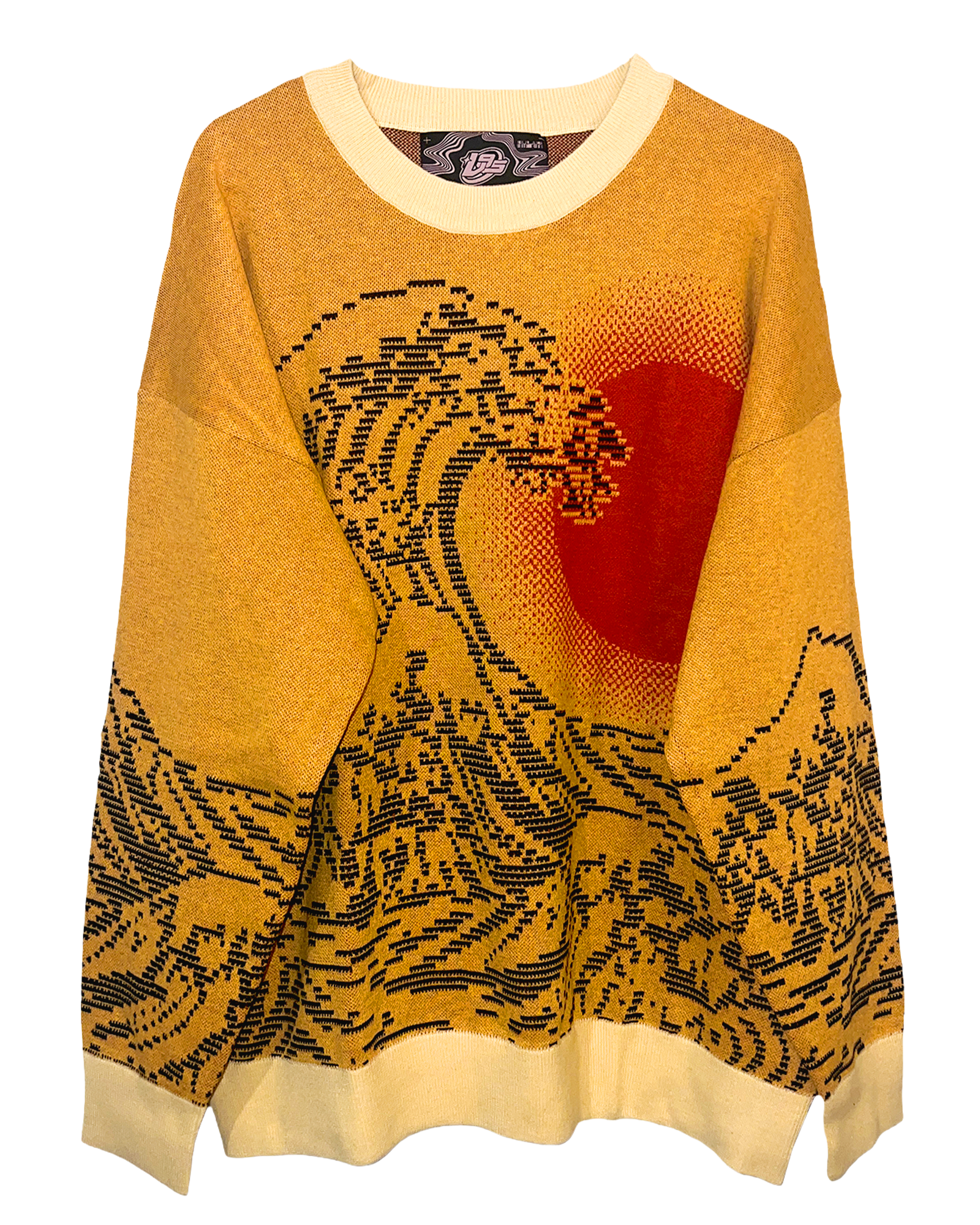 Burning Pixel Wave Knit Sweatshirt