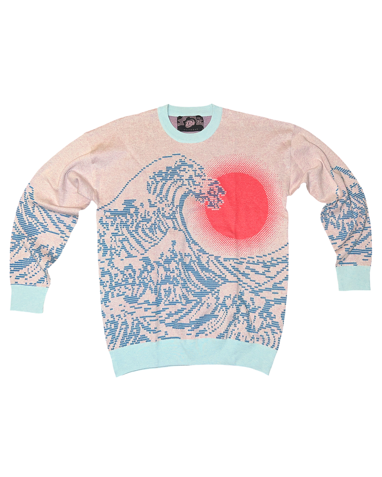 Pastel Pixel Wave Knit Sweatshirt