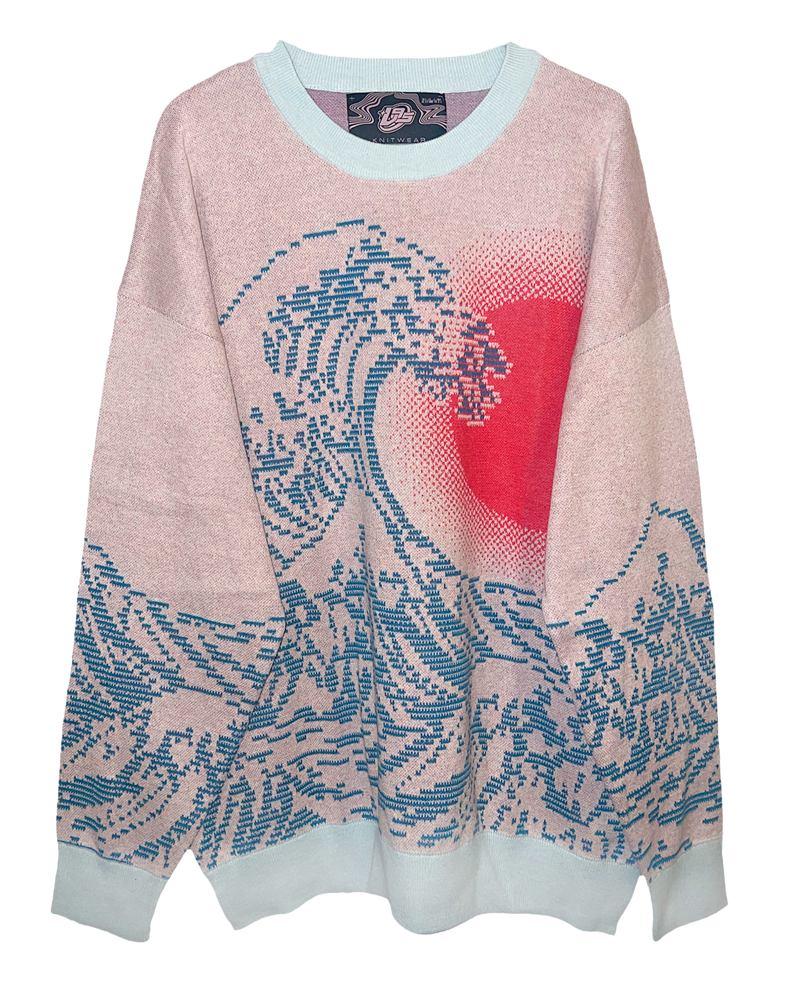 Pastel Pixel Wave Knit Sweatshirt