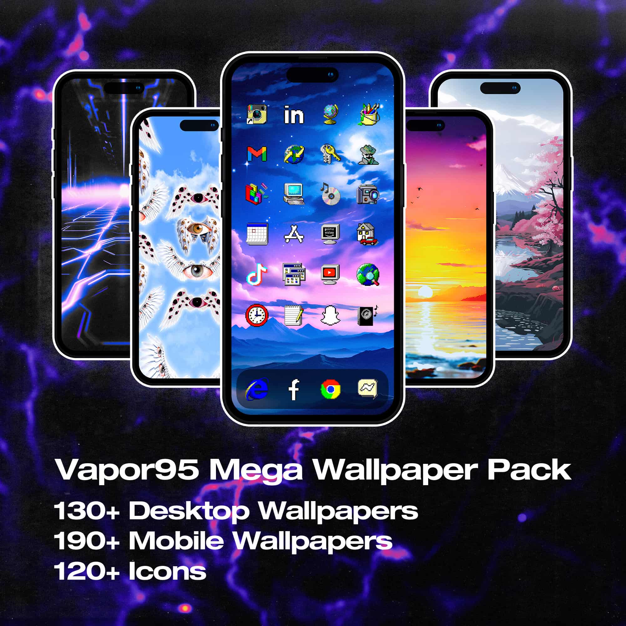 Free Mega Vapor95 Wallpaper + Icon Pack!