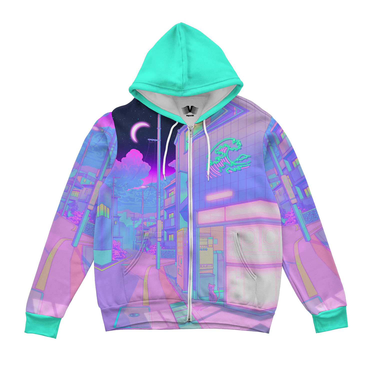 Vaporwave And Aesthetic Clothing Pastel Drive Zip Up Hoodie Vapor95 7871