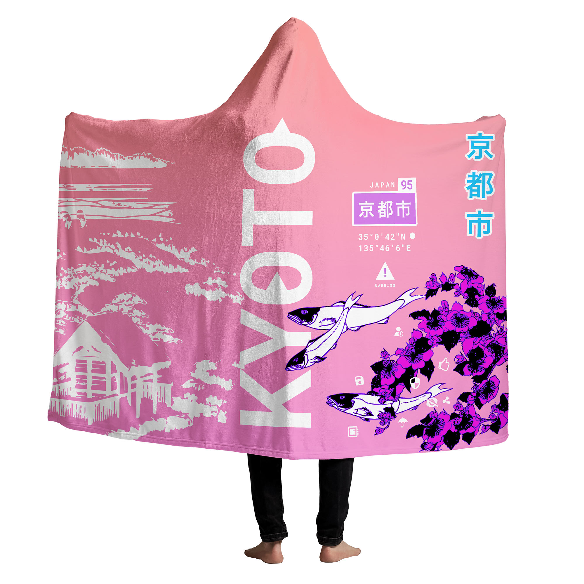Kyoto Koi Hooded Blanket