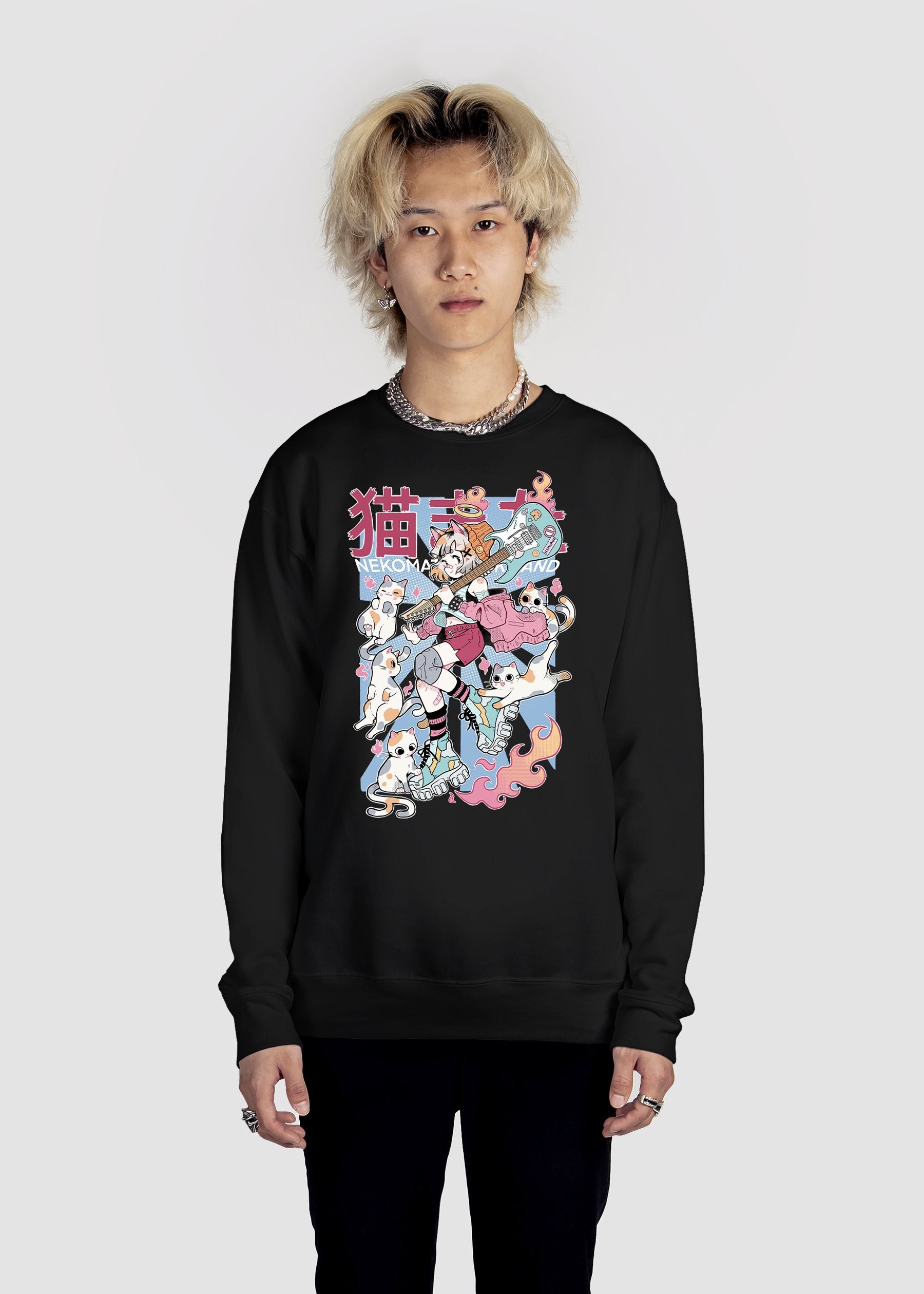 Nekomata Sweatshirt Graphic Sweatshirt DTG Black S 