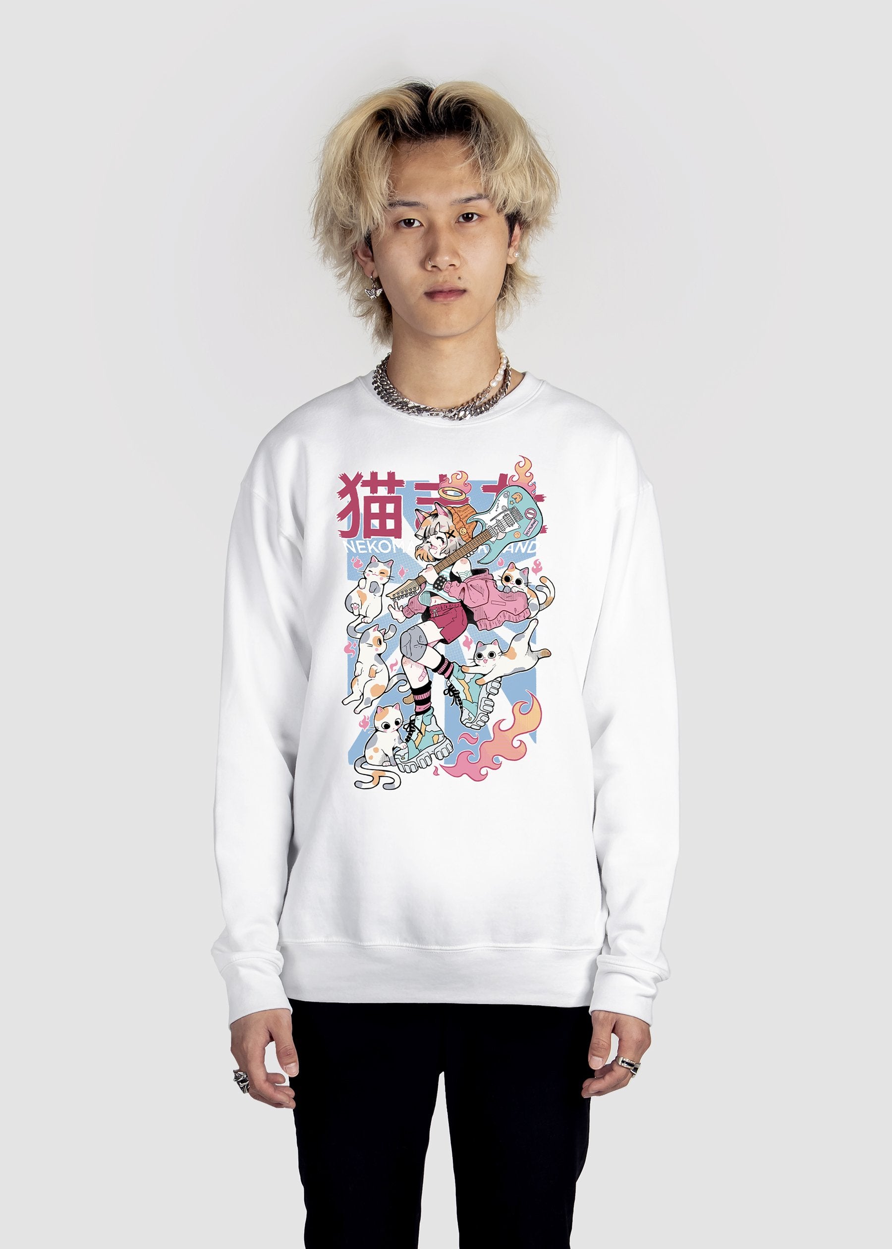 Nekomata Sweatshirt Graphic Sweatshirt DTG White S 