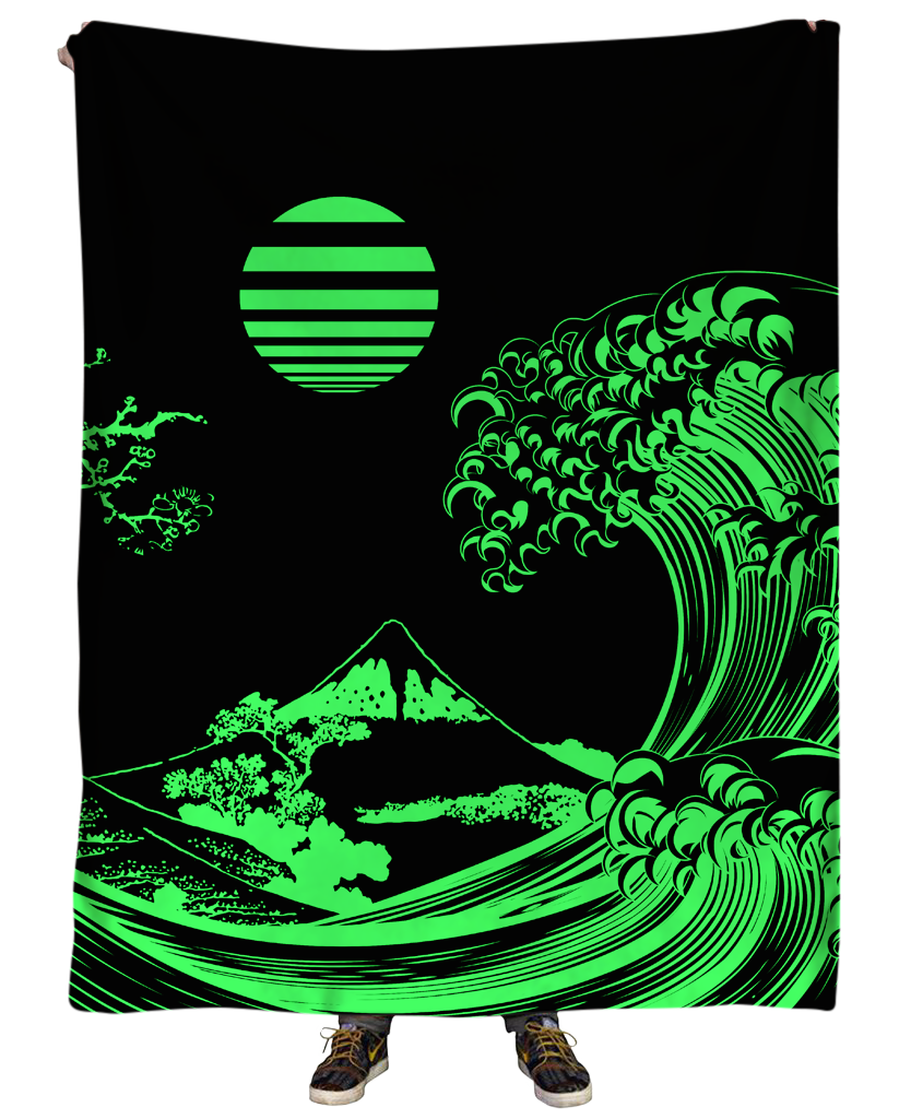 Fluorescent Wave Blanket Blanket T6 50" x 60" Microfleece Green