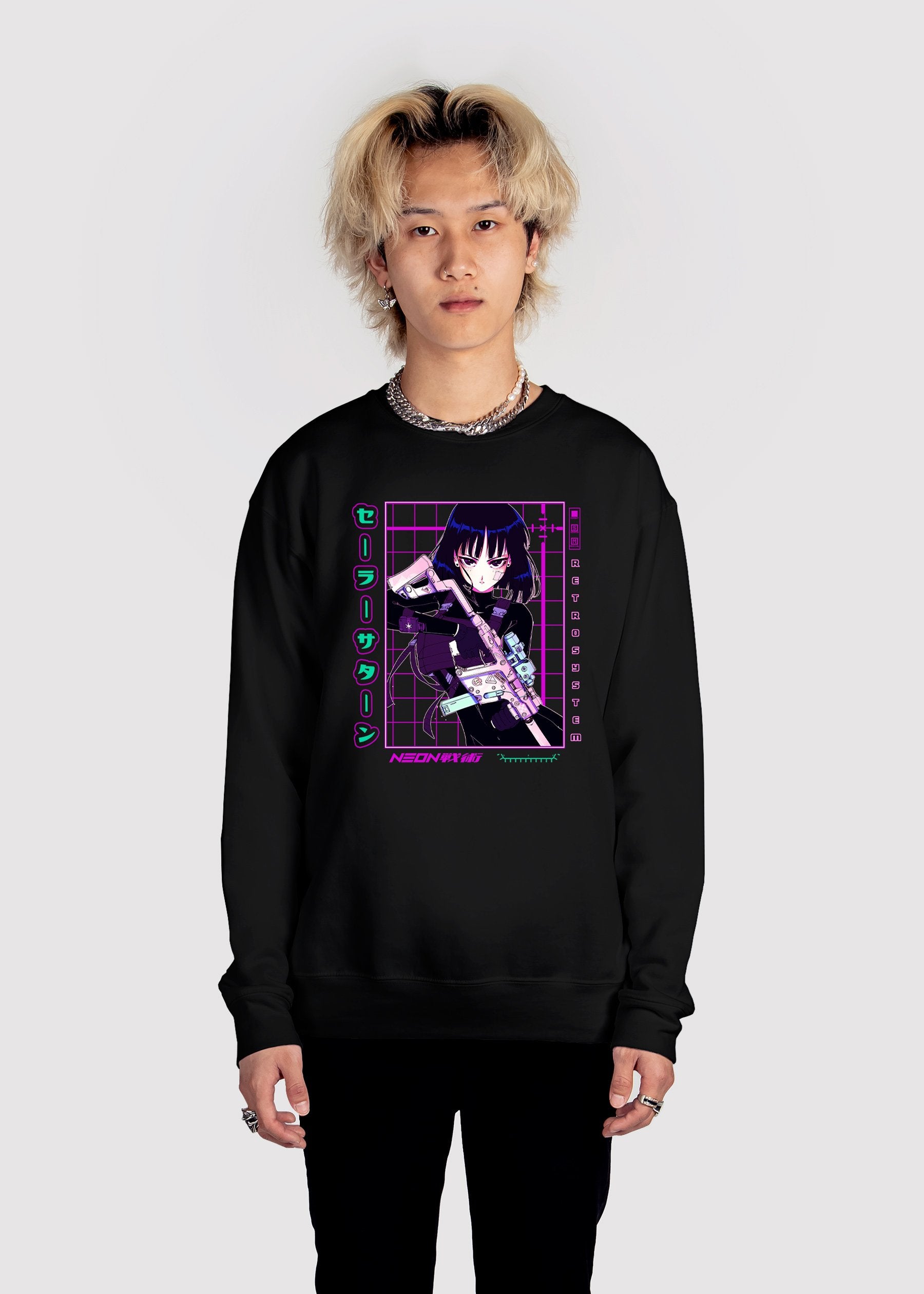 Sailor Saturn Sweatshirt Graphic Sweatshirt Vapor95 Purple Black S 