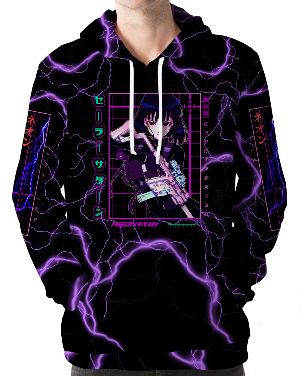 Sailor Saturn Hoodie All Over Print Hoodie T6 XS Purple Black