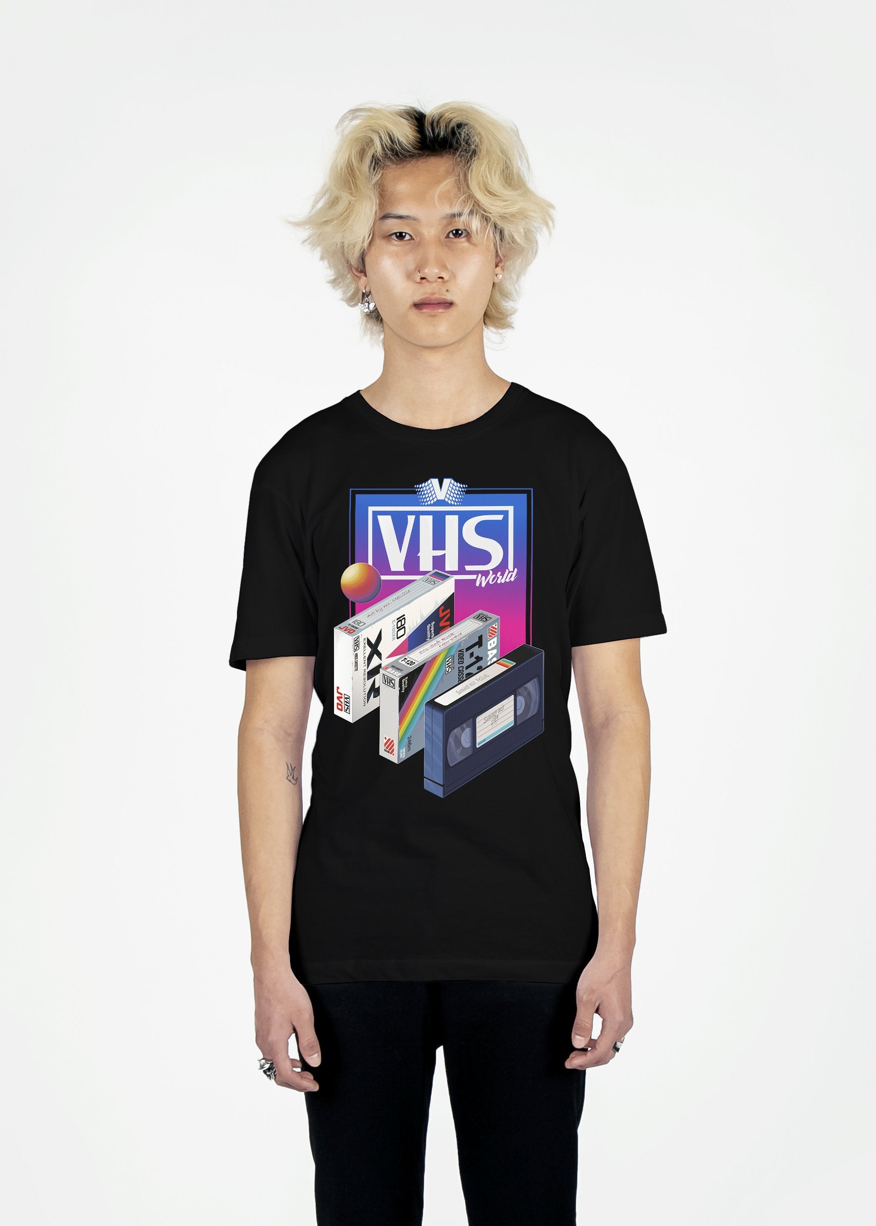 VHS World Tee Graphic Tee Vapor95 Black S