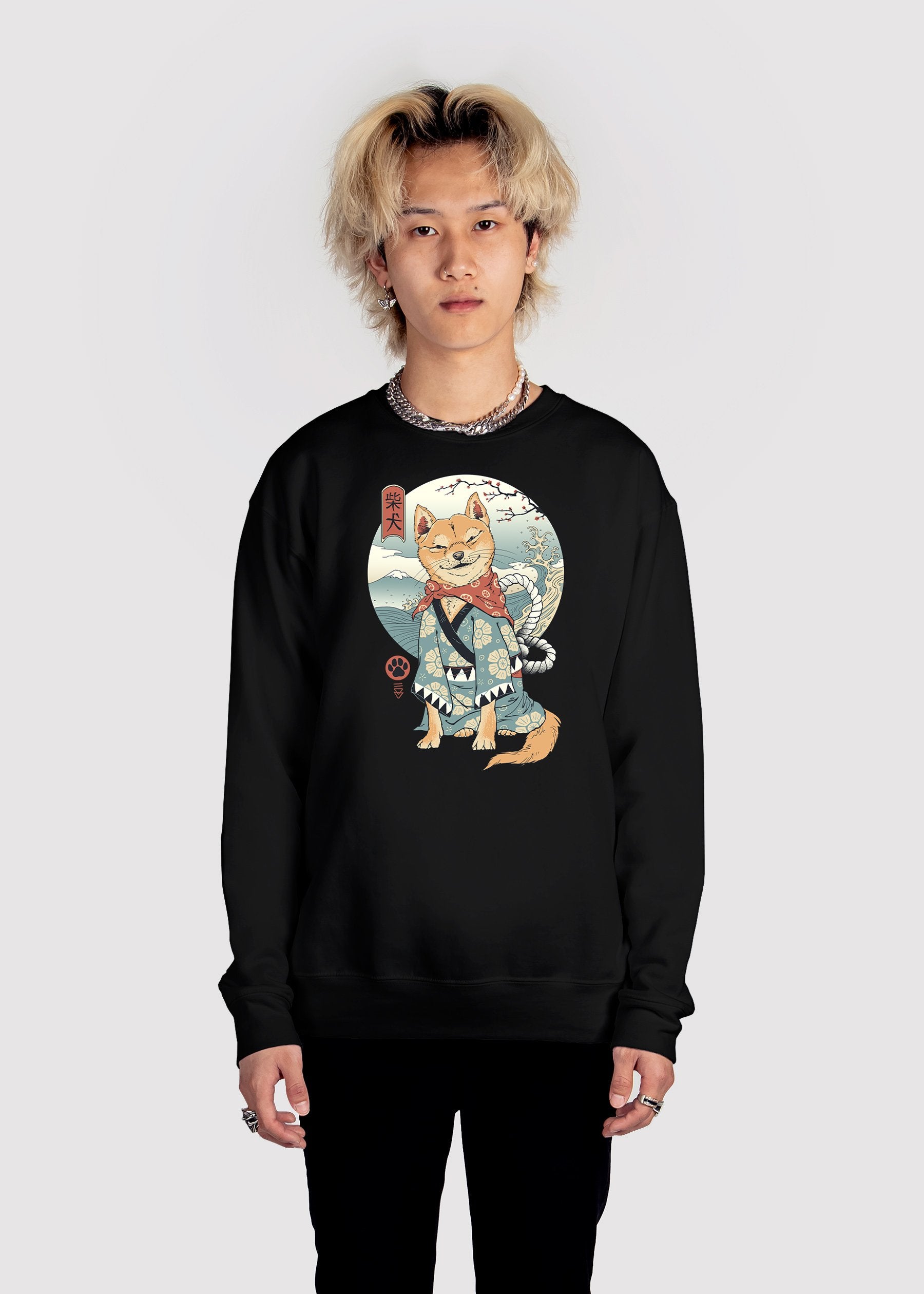 Zen Shiba Sweatshirt Graphic Sweatshirt Vapor95 Black S