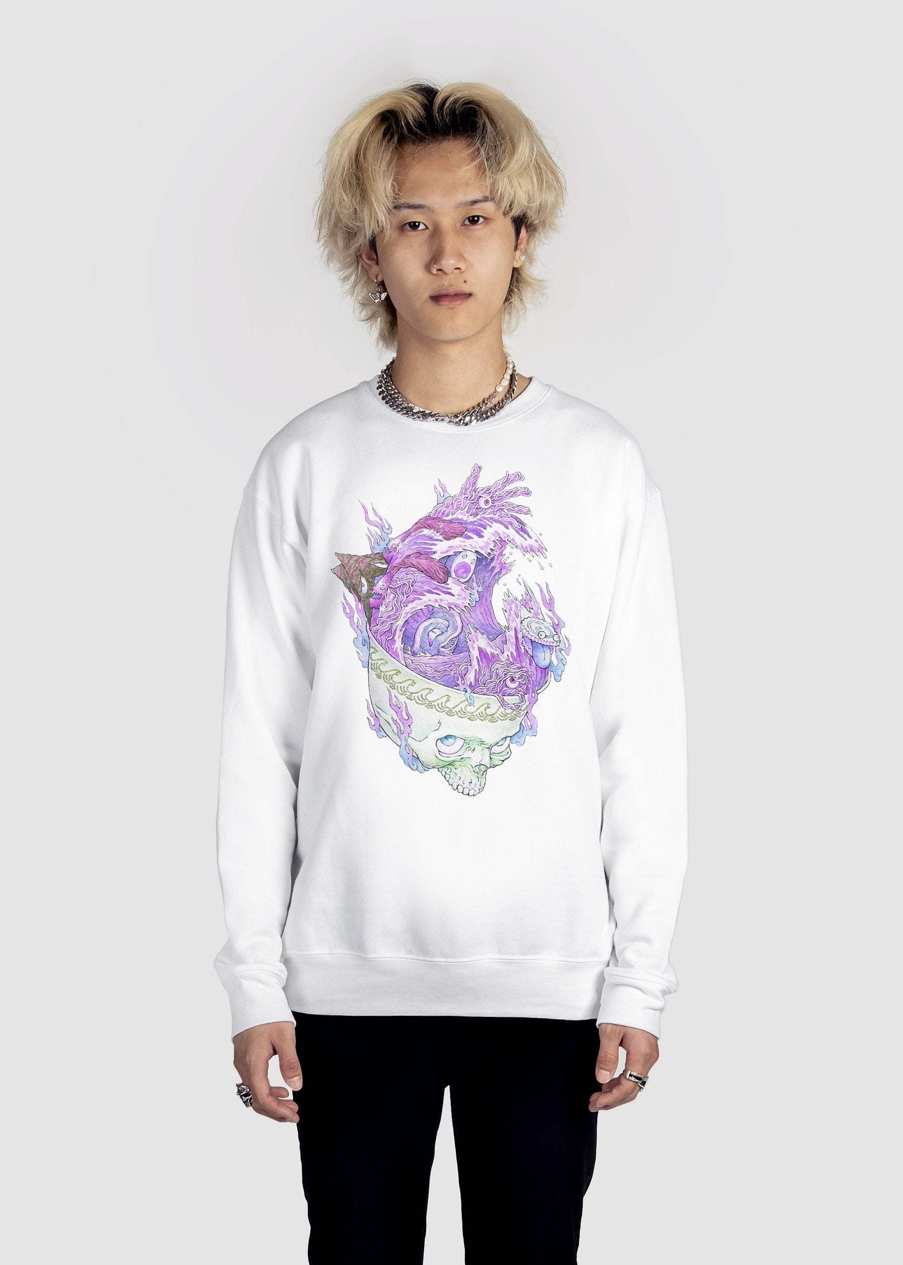 Brain Washed Sweatshirt Graphic Sweatshirt DTG White S 