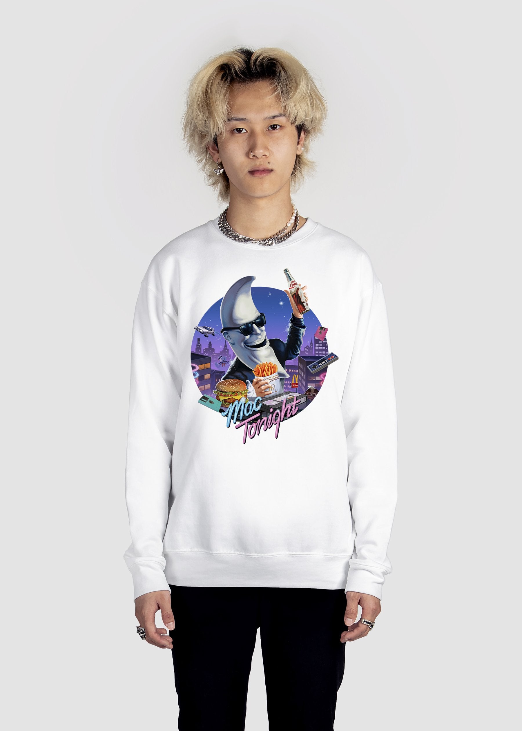 Mac Tonight Sweatshirt Graphic Sweatshirt Vapor95 White S